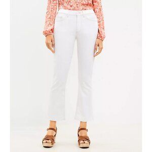 Ann Taylor LOFT Petite Curvy High Rise Kick Crop Jeans In White 12/31"